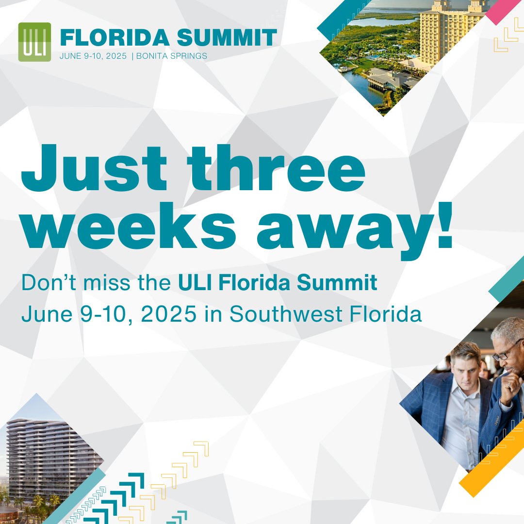 ⏳ Time’s running out to join us at the 2025 ULI Florida Summit June 9-10. Connect with the top minds in land use &amp; real estate development as we dive into key topics like market trends, housing, infrastructure, hospitality, and so much more. Register at: on.uli.org/s8c150VV9mO