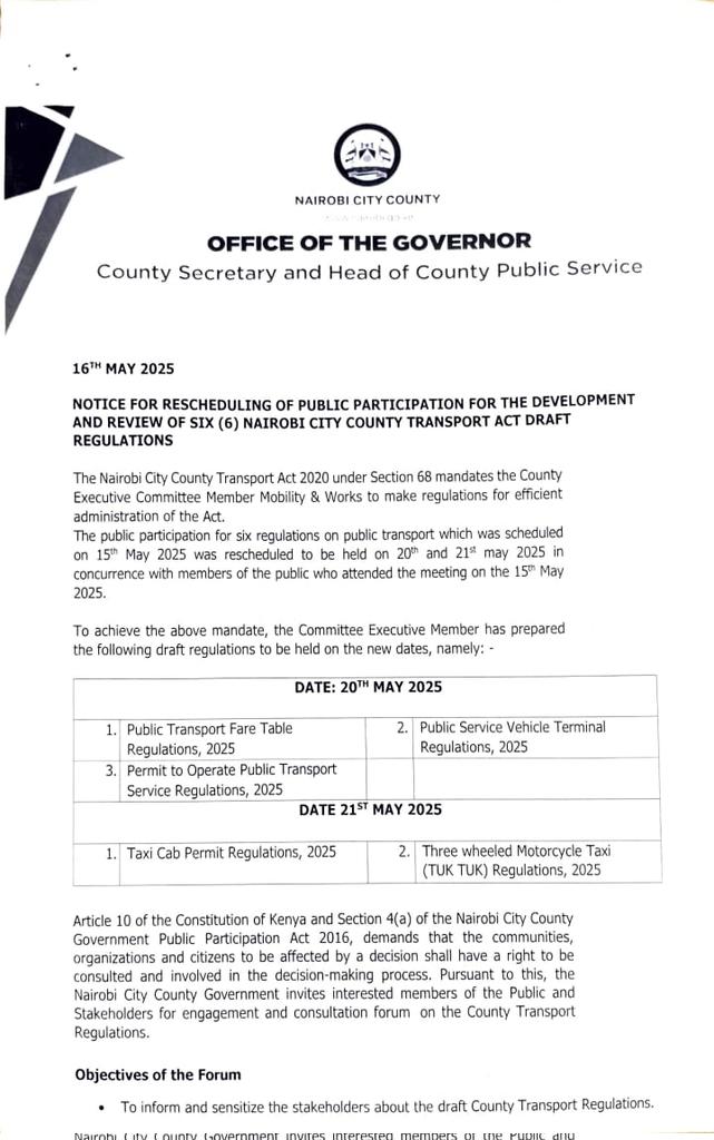 daudi78's tweet photo. @SakajaJohnson @edwinsifuna @EstherPassaris This public participation is scheduled for tomorrow. I have looked at the draft regulations and it seems like the county wants to take over the mandate of @ntsa_kenya by registering transport Saccos/companies https://t.co/EGrKGyGs45