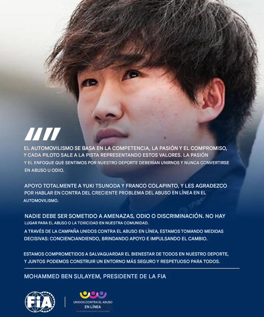 🚨 | COMUNICADO DE LA FIA SOBRE EL ABUSO EN LÍNEA