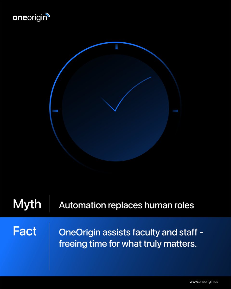 TheOneOrigin's tweet image. Think AI is out of reach? Think again. 💡
At OneOrigin, we deliver smart, flexible, human-first AI that fits your campus, not just the Ivies.
👇 Swipe through to separate the facts from the fiction.
#HigherEd #EdTech #AIinEducation #oneorigin #AIMyths #DigitalTransformation