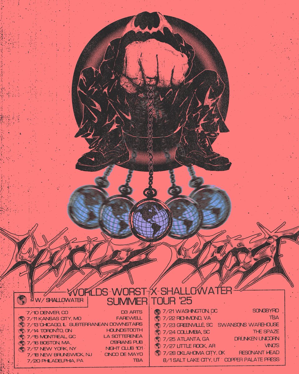 pick_scrape's tweet photo. Worlds Worst x Shallowater heading East this July! Tickets at https://t.co/Mh68ZrIl3A https://t.co/btRkTtYl4U