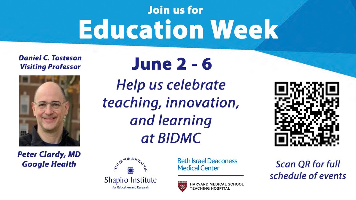 BIDMC_Education's tweet image. 📣 Save the Date: BIDMC Education Week | June 2 – 6
Join us for workshops, awards, e-posters & more—celebrating excellence in medical education.
🔗 shapiroinstitute.org/educationweek
#BIDMCEd #MedEd #EducationWeek