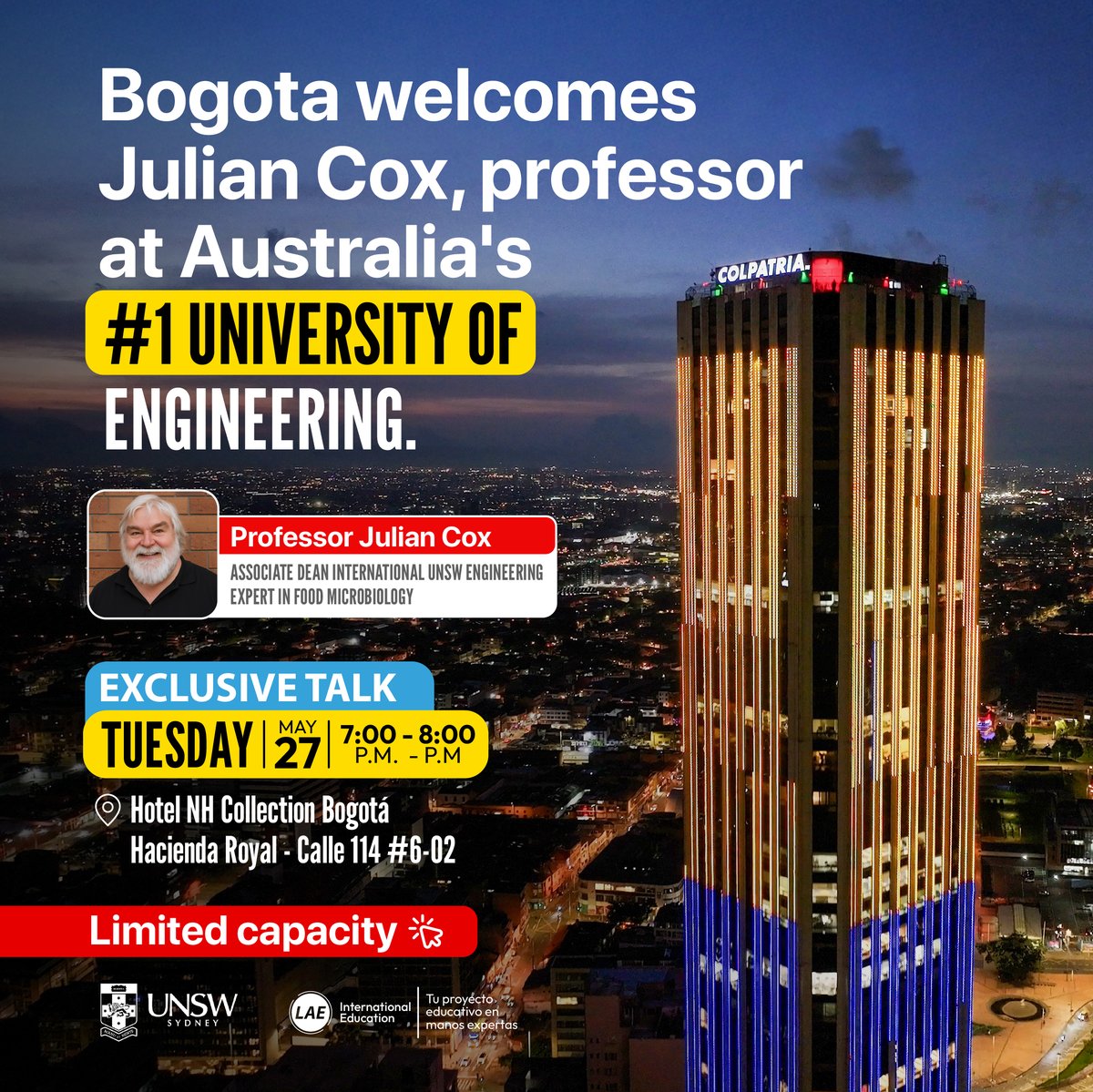 Private evening with Professor Julian Cox, Associate Dean (International) at UNSW Engineering – Australia’s #1 engineering faculty and ranked #25 globally.

This is a by-invitation-only event for a selected group of 20 participants. 

Register now : lnkd.in/e-ARG8ws