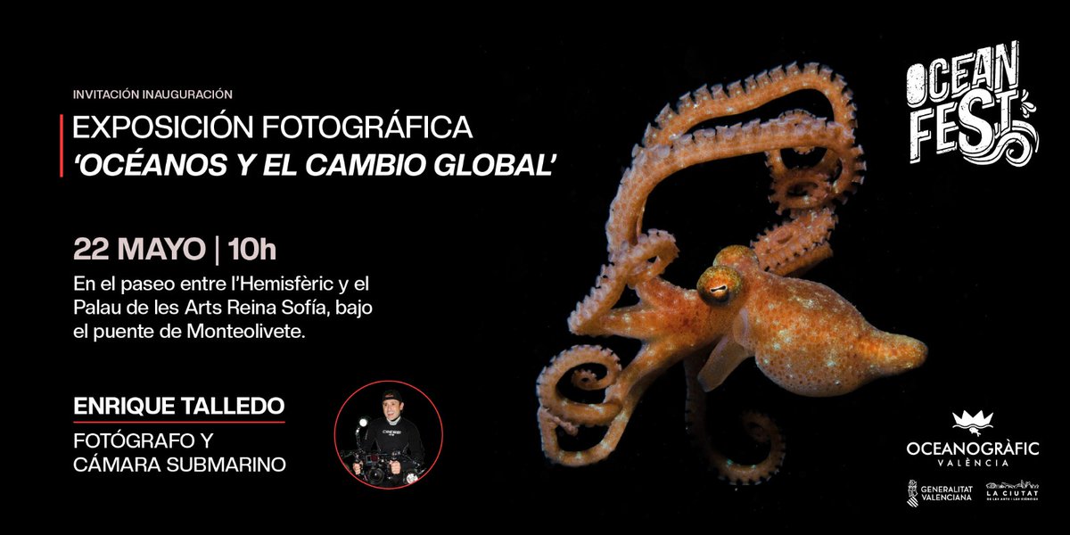 Este jueves a las 10h inauguración al aire libre de la Expo OCÉANOS y EL CAMBIO GLOBAL. 30 imágenes captadas en los diferentes océanos del planeta que explican los cambios que se están produciendo en el medio marino
 #OceanFest #ciudaddelasartesylasciencias