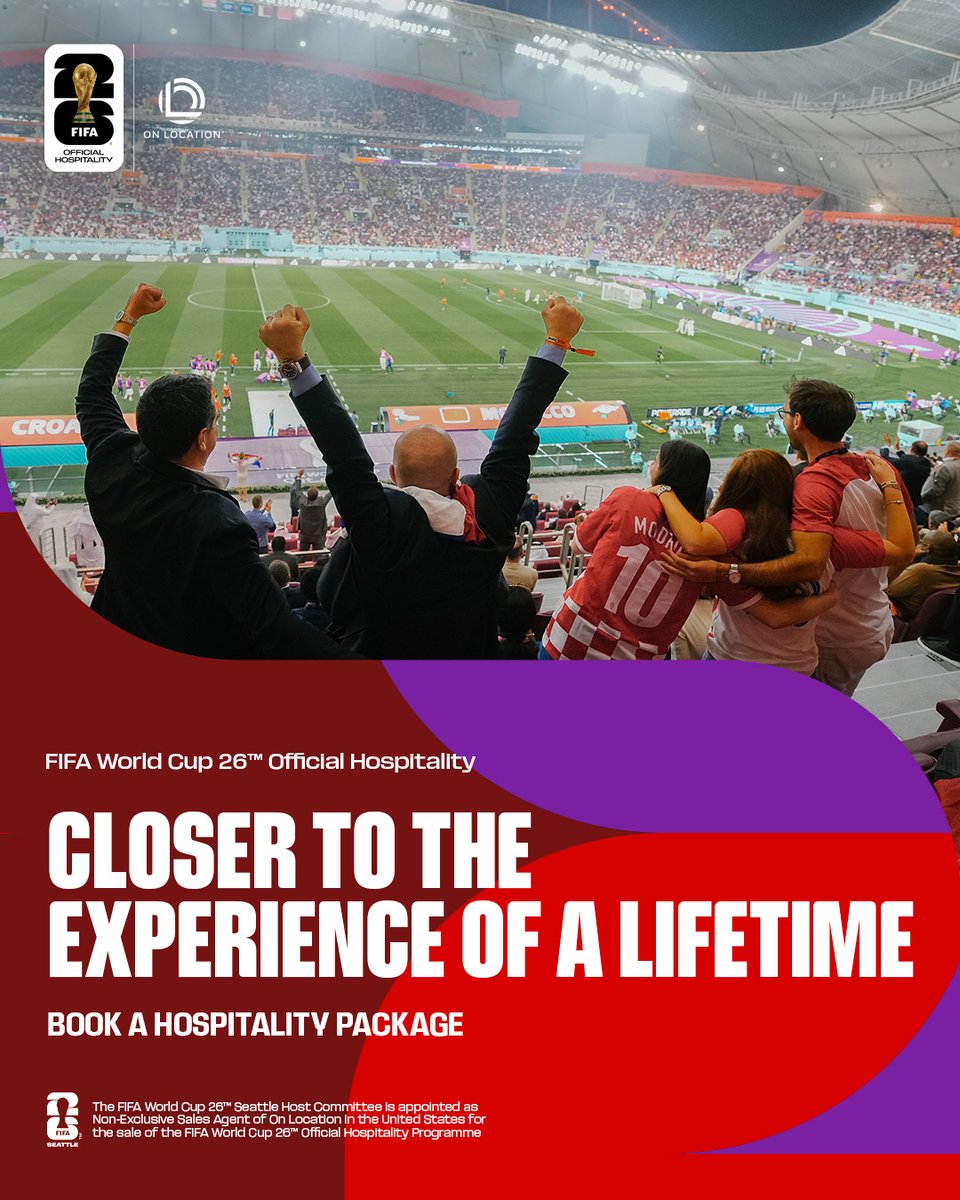 Lumen Field (@lumenfield) on Twitter photo Booking for <a href="/FIFAWorldCup/">FIFA World Cup</a> 26™ Hospitality is LIVE ⚽ Experience the beautiful game on its grandest stage with ticket-inclusive hospitality packages! Elevate matchday with premium seats, cuisine, and more.
Now booking for U.S.-based matches » lmnfld.com/uziebv4n Booking for <a href="/FIFAWorldCup/">FIFA World Cup</a> 26™ Hospitality is LIVE ⚽ Experience the beautiful game on its grandest stage with ticket-inclusive hospitality packages! Elevate matchday with premium seats, cuisine, and more.
Now booking for U.S.-based matches » lmnfld.com/uziebv4n