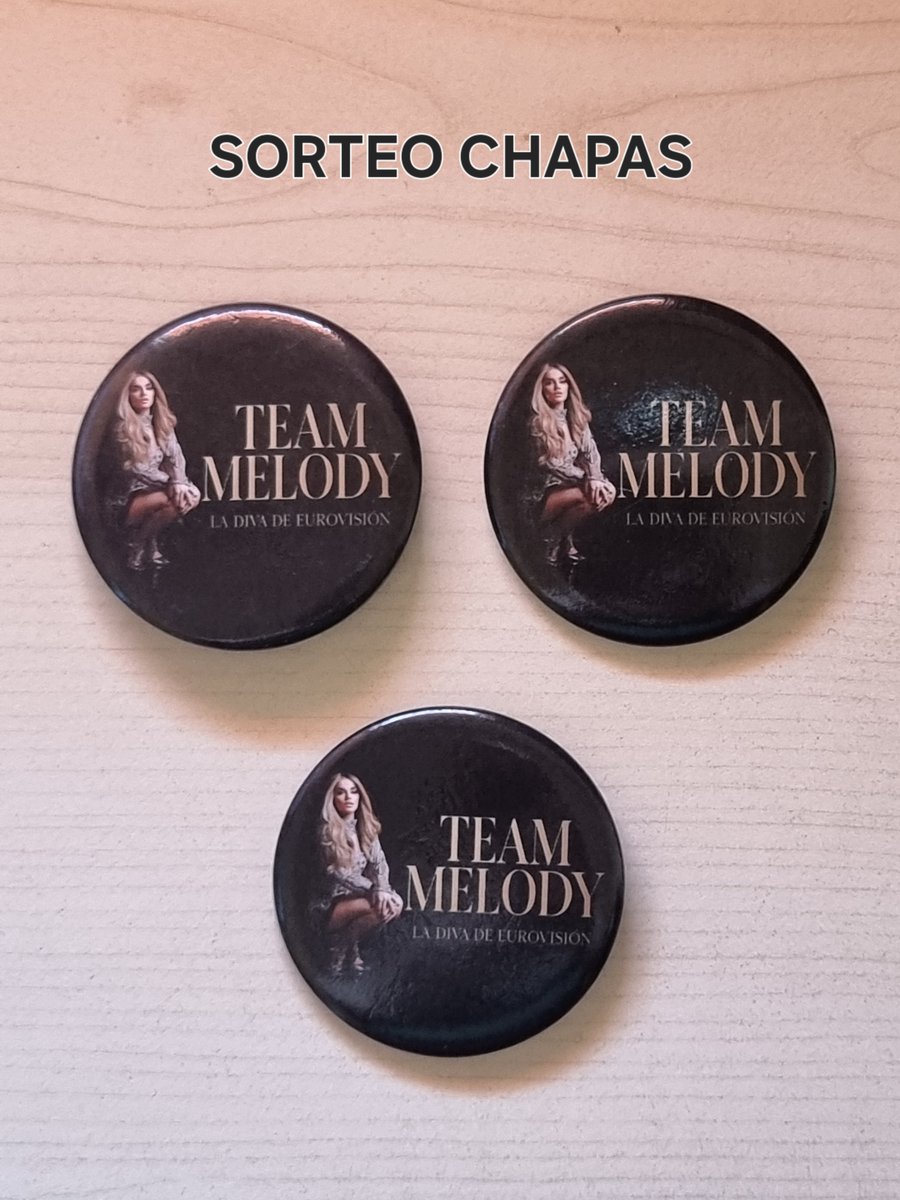 LaEuroTasca's tweet photo. 🎉 ¡SORTEO! 🎉

¿Eres del #TeamMelody? Esta es tu oportunidad de conseguir una de las chapas oficiales de ESA DIVA 👑

💖 Para participar:
1️⃣ Sigue esta cuenta
2️⃣ Dale RT a este tuit
3️⃣ Comenta tu momento favorito de @soyyomelody  en Eurovisión ✨

📅 Tienes hasta el Domingo 25. https://t.co/tvgrgjh89p