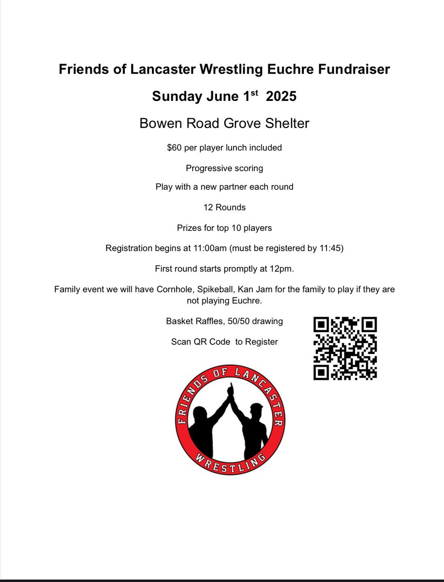 About two weeks away from our Euchre Fundraiser should be a great time! We are still looking for round sponsors, baskets or food / drink donations. Wanna play there are spots remaining as you switch partners every round it is a great event for novice to experienced Euchre players