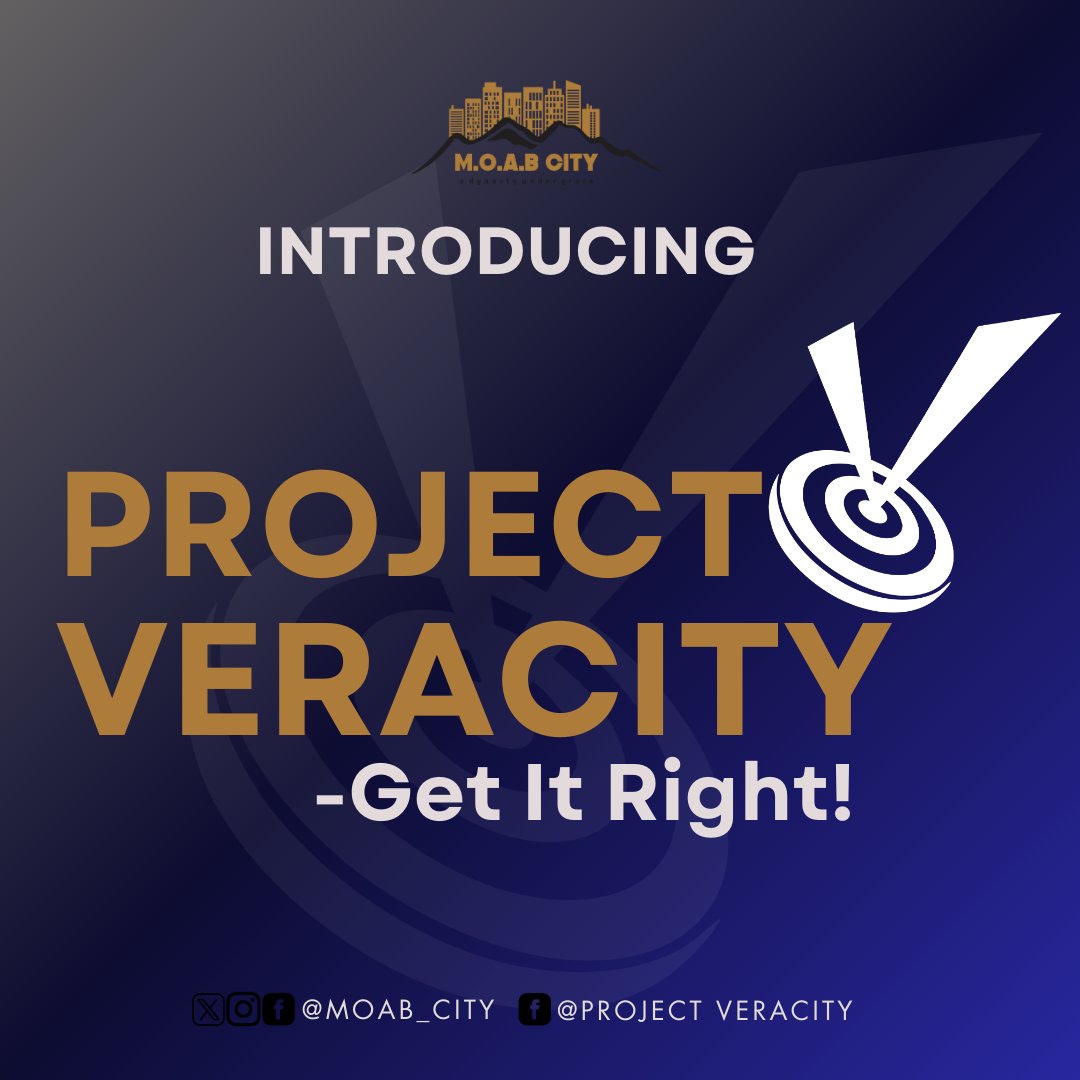 MOAB_City's tweet photo. Introducing! PROJECT VERACITY: Get It Right!
Our communities can be great again as we bring back Love, Intentionality, and Inclusive Quality Education.

#MOABCity #SDGs #ProjectVeracity #GetItRight #PIEs #ImpactfulLiving #TeensWithDoings #OneMakesADifference #CommunityEngagement https://t.co/FUdVhp9fYh