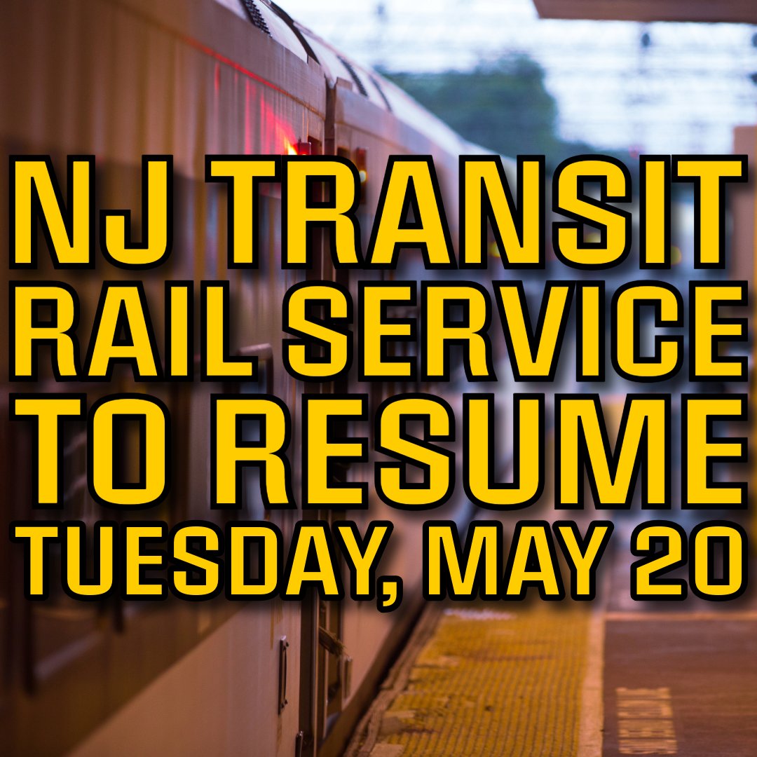 NJ TRANSIT commuter rail services—including the North Jersey Coast Line—are scheduled to resume on Tuesday, May 20, 2025.  

For ongoing updates and detailed information on alternate transportation options, please visit NJTransit.com/railstoppage.