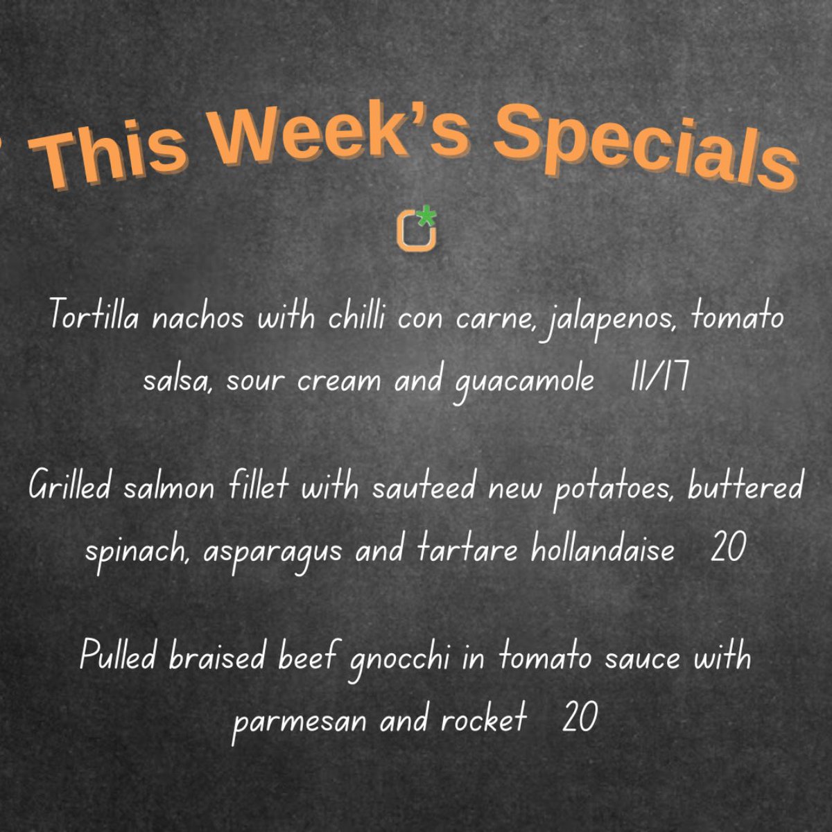 📣 This week's Specials are here... for
one week only!

☀️Come and join us to enjoy delicious
bites and refreshing drinks in the sunshine!

☺️ Swing by, snap a pic and treat yourself.. you deserve it!

📞 Call 01444 456666 to book or walk in's are available!

#TheOrangeSquare