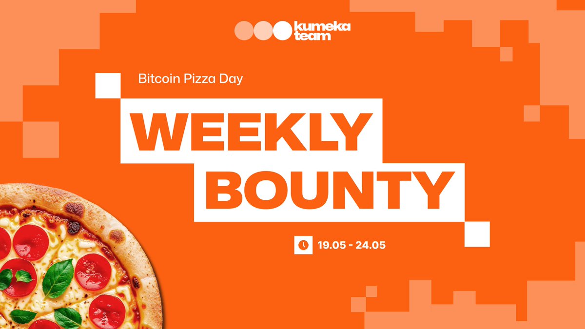 SuperteamUKR's tweet photo. 🍕 Weekly Bounty: Bitcoin Pizza Day by Kumeka!

We post the bounty — you level up your skills and get rewarded.
The Bitcoin Pizza Day bounty is now live:
Link Below 

Task:
Create a creative pizza featuring Kumeka, Solana logos, or Web3 memes:
– Draw it, bake it, order it — doesn’t matter
– The key: share a photo or video with a crypto-themed design

Rewards:
1st place — $50
2nd place — $30
3rd place — $20

How to participate:
1. Make a photo/video of your themed pizza
2. Please post it on Twitter with the hashtag #KumekaPizzaDay
3. Tag @KumekaTeam and @SuperteamEarn 
4. Follow:
@UAEliFan @GnatyukA @web3rrina @YoungIncoTeam @rijinyun @panchuk_dmytro
5. Submit it via the platform

🗓 Deadline: May 24, 00:00 (UTC)