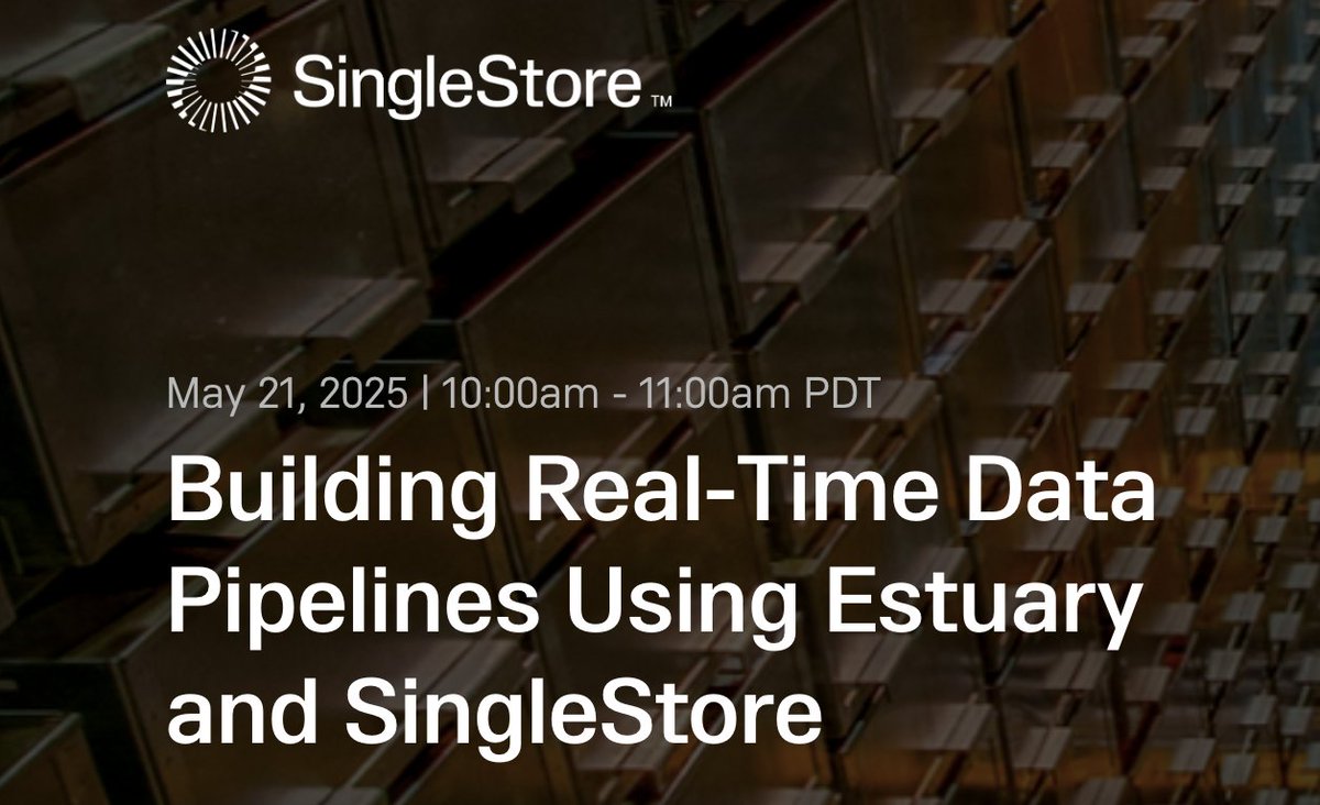 In this webinar, you'll hear from Chetan Thote, Sr. Product Manager at SingleStore, and Dani Palma, Data Engineer at Estuary, as they walk through how to design streaming architectures that move data instantly and reliably—from source to insight. events.singlestore.com/webinar-buildi…
