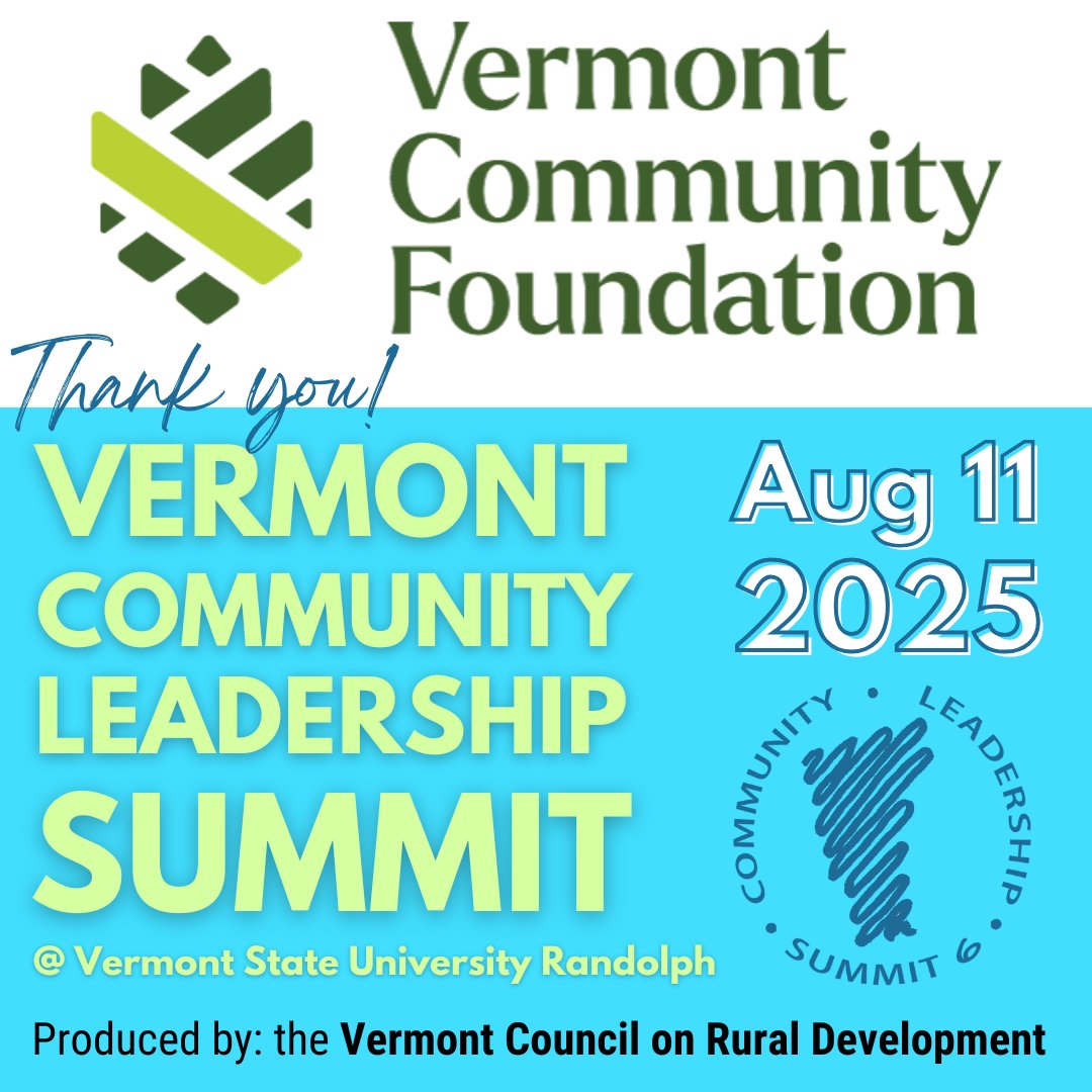 VT Council Rural Dev (@vtruraldev) on Twitter photo Thank you to The <a href="/VermontCF/">Vermont Community Foundation</a> for supporting our upcoming Community Leadership Summit! Registration is just around the corner this June & we'll be sharing speaker bios, content updates with our team & more. vtrural.org/summit to learn more/sponsor! Thank you to The <a href="/VermontCF/">Vermont Community Foundation</a> for supporting our upcoming Community Leadership Summit! Registration is just around the corner this June & we'll be sharing speaker bios, content updates with our team & more. vtrural.org/summit to learn more/sponsor!