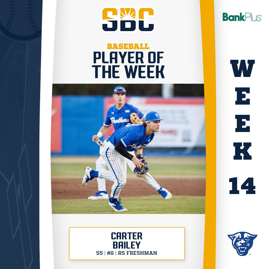 Sun Belt (@sunbelt) on Twitter photo ๐๐๐๐๐๐ฌ ๐๐๐ฆ๐๐๐ฆ.
<a href="/GSU_Base/">GSU Baseball</a>'s <a href="/CarterBailey323/">Carter Bailey</a> hits .600 & slugs 1.500 in a 2-1 series winโwith five extra-base hitsโto earn the final #SunBeltBSB Player of the Week nod, presented by <a href="/BankPlus/">BankPlus</a>. โ๏ธโพ๏ธ
๐ฐ ยป sunbelt.me/43KOezF ๐๐๐๐๐๐ฌ ๐๐๐ฆ๐๐๐ฆ.
<a href="/GSU_Base/">GSU Baseball</a>'s <a href="/CarterBailey323/">Carter Bailey</a> hits .600 & slugs 1.500 in a 2-1 series winโwith five extra-base hitsโto earn the final #SunBeltBSB Player of the Week nod, presented by <a href="/BankPlus/">BankPlus</a>. โ๏ธโพ๏ธ
๐ฐ ยป sunbelt.me/43KOezF