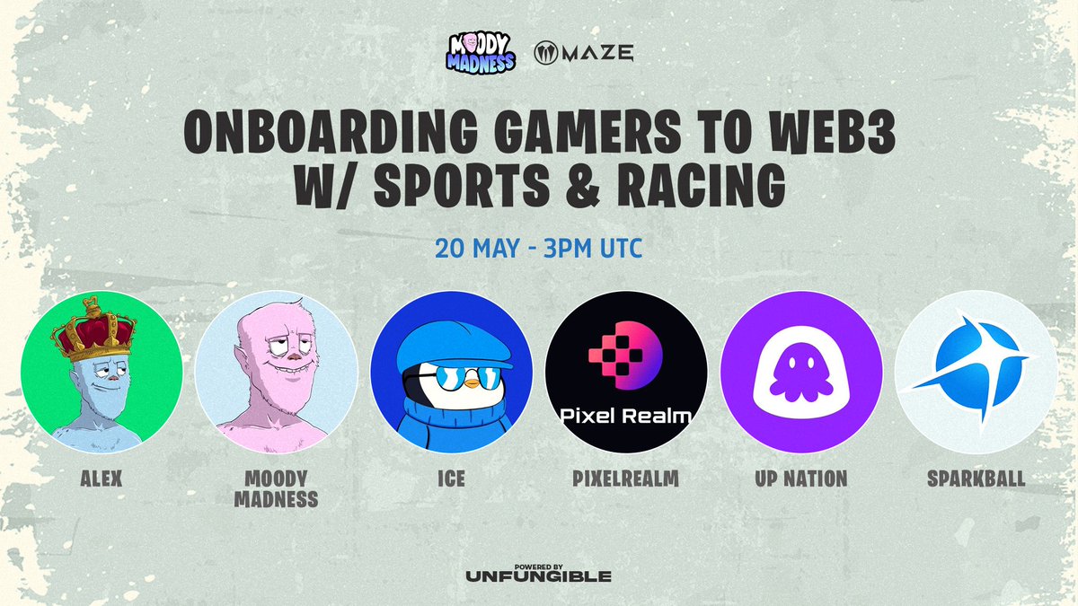 Moody Madness (@moodymights) on Twitter photo 🎙 MOODY SPACES ✳️
Onboarding Gamers to WEB3 w/ Sports & Racing
🏎 Giving away 3 EARLY ACCESS NFTs (on the show)
⏰️ Tuesday 20th MAY, 3pm UTC
Secure your seat, reminder below 👇 🎙 MOODY SPACES ✳️
Onboarding Gamers to WEB3 w/ Sports & Racing
🏎 Giving away 3 EARLY ACCESS NFTs (on the show)
⏰️ Tuesday 20th MAY, 3pm UTC
Secure your seat, reminder below 👇