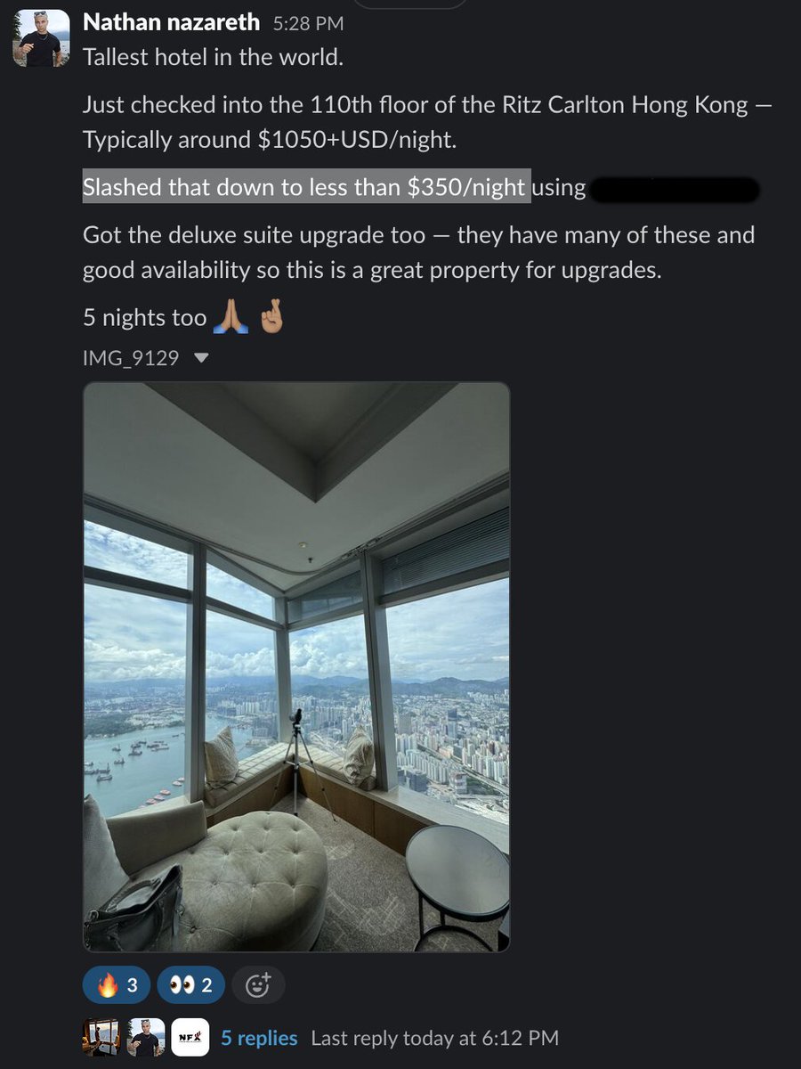 I lose a brain cell every time I see a High Earner sleeping on Phantom Rates.

70% off the cash price. After point earnings, this stay will be under $140 per night. 

85% off for one of the most exclusive hotel rooms in the world 🔥