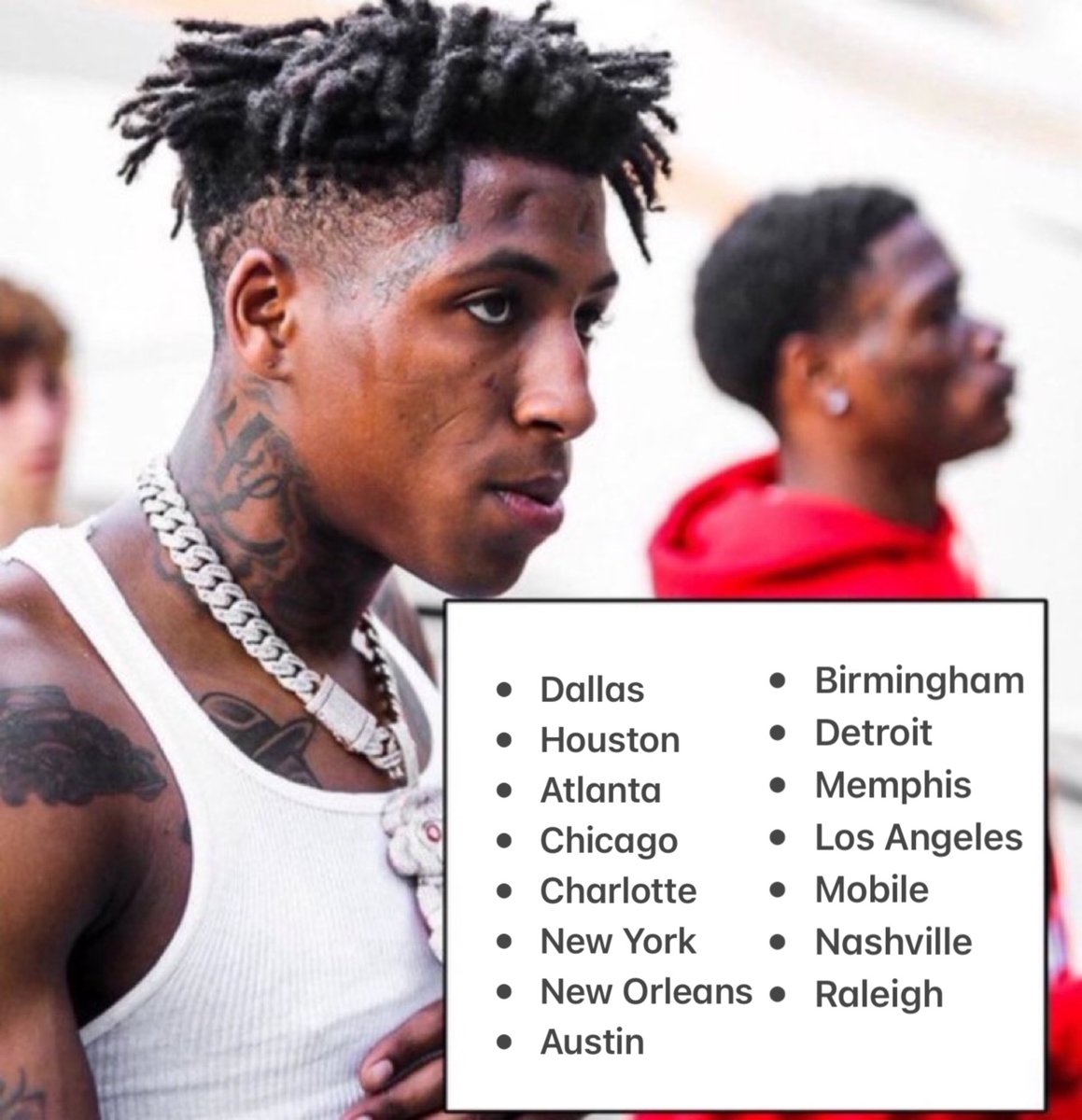 Top cities NBA YoungBoy has been streamed in the most in the last 365 days