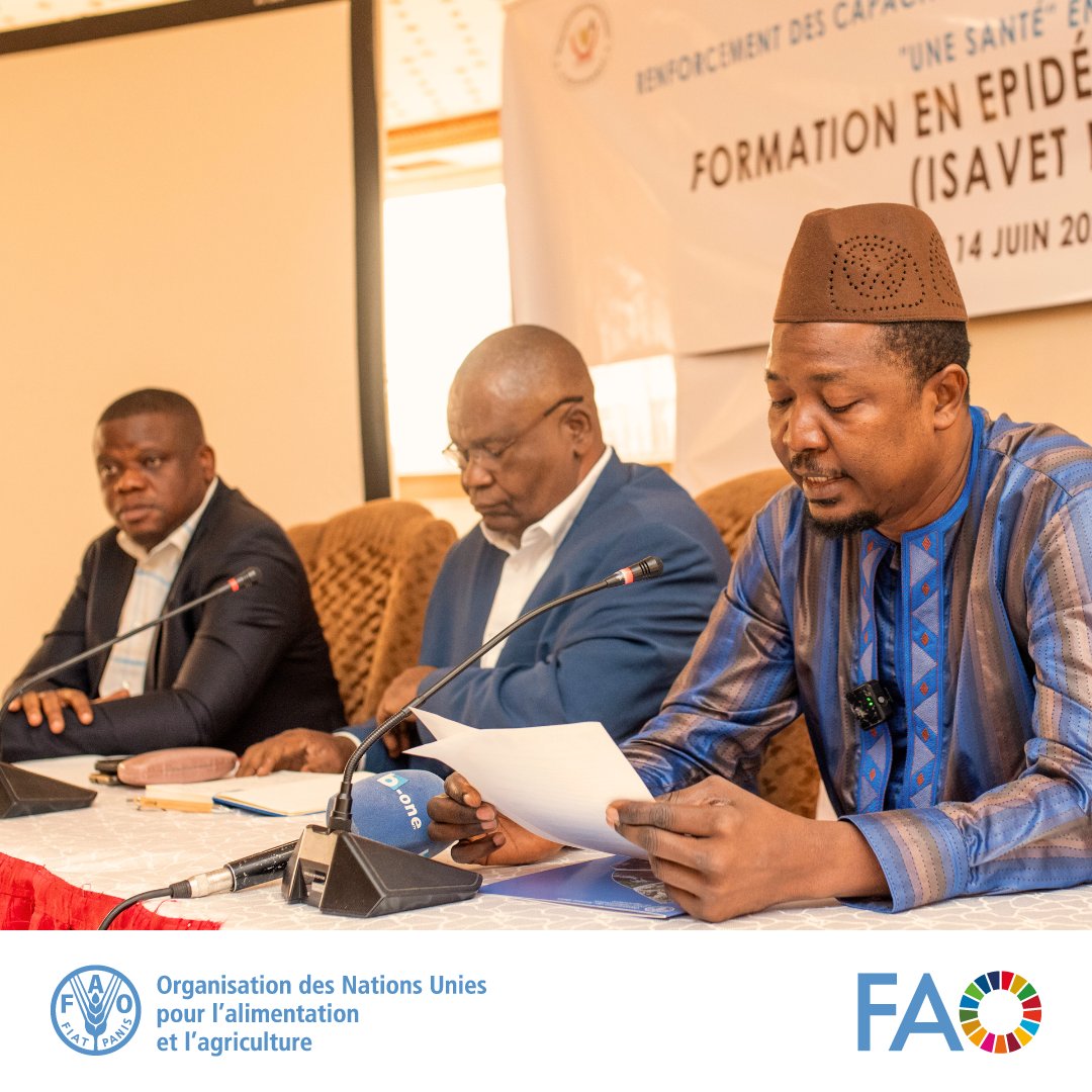 FAORDCongo's tweet photo. 1/2 Renforcement des capacités en épidémiologie de terrain. La @FAO organise la 5e cohorte de formation #ISAVET des professionnels vétérinaires pour améliorer la prévention🦠,la détection🔬 et la riposte face aux épidémies animales. 
#Healthforall #OneHealth #animalhealth https://t.co/Qrh6EO7zwO