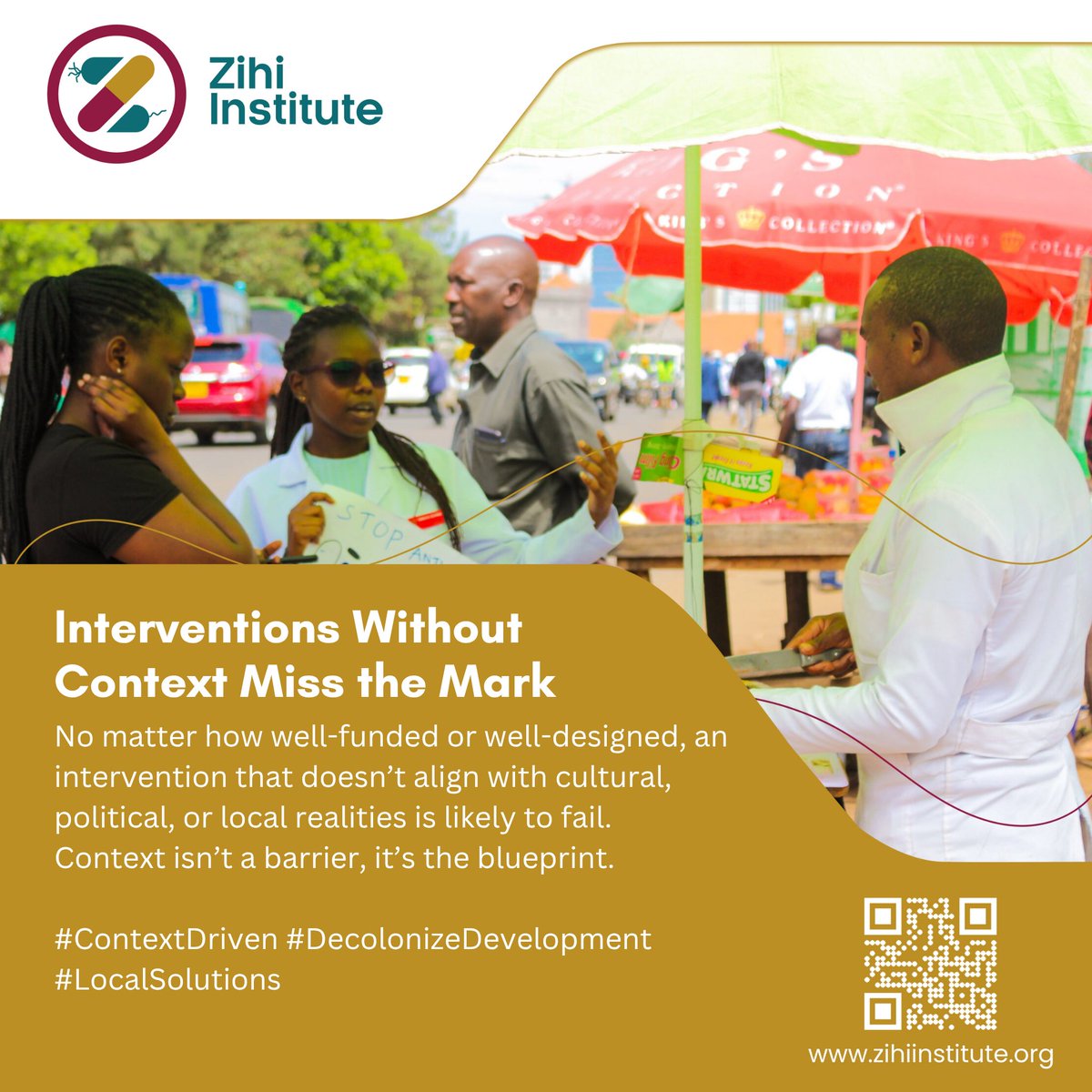zihiinstitute's tweet image. Well-funded doesn't mean well-suited. Without local context, even the best-funded interventions can miss the mark. Let's co-design with communities, not for them. #DecolonizeDevelopment #CommunityVoices #ContextMatters
