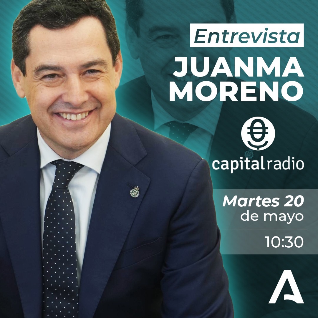 Junta de Andalucía (@andaluciajunta) on Twitter photo 📡📻 El presidente de la Junta de Andalucía, <a href="/JuanMa_Moreno/">Juanma Moreno</a>, será entrevistado mañana en el programa especial de <a href="/CAPITALRADIOB/">CAPITAL RADIO</a>: 'Andalucía, una inversión de valor'.
📅 Martes, 20 de mayo.
🎙 A partir de las 10:30h.
🔴Puedes seguirlo #EnDirecto 👇🏻
youtu.be/saOdddi7tfc 📡📻 El presidente de la Junta de Andalucía, <a href="/JuanMa_Moreno/">Juanma Moreno</a>, será entrevistado mañana en el programa especial de <a href="/CAPITALRADIOB/">CAPITAL RADIO</a>: 'Andalucía, una inversión de valor'.
📅 Martes, 20 de mayo.
🎙 A partir de las 10:30h.
🔴Puedes seguirlo #EnDirecto 👇🏻
youtu.be/saOdddi7tfc
