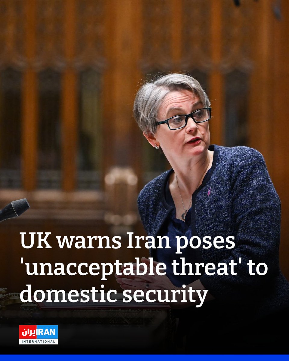 IranIntl_En's tweet photo. British interior minister Yvette Cooper said Iran posed an "unacceptable threat" to the domestic security of the country after authorities charged three Iranian nationals under a national security law following a major counter-terrorism investigation.
https://t.co/E6QpWmymdk https://t.co/Ej9yYoVkom