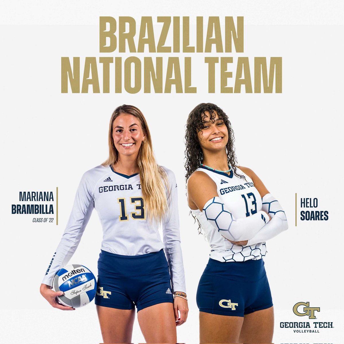 Vamos, Jackets! 🇧🇷 

Congratulations to Heloise Soares for earning her spot on the U23 Brazilian National Team set to compete in the Junior Pan American Game and alumni Mariana Brambilla for being selected to the U26 Brazilian National Roster 

#StingEm × #PointTech 🐝