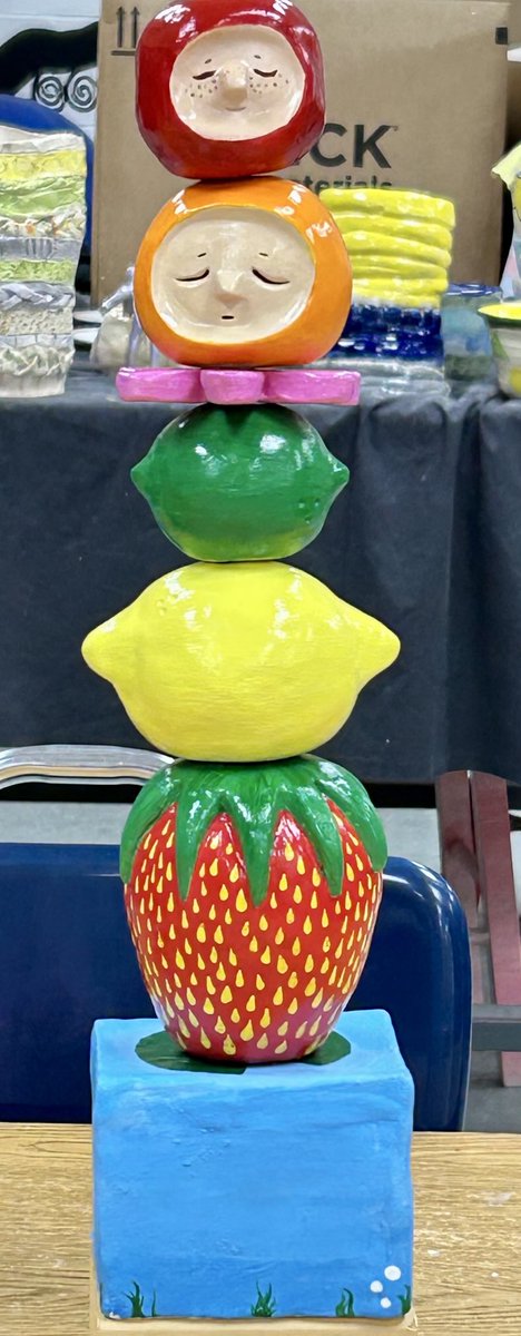 LauraToth8's tweet image. HHS Advanced Ceramic garden poles. Students put a lot of time into creating these pieces.