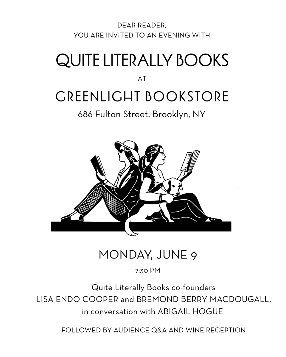 Looking forward to our first book event at <a href="/greenlightbklyn/">Greenlight Bookstore</a> on June 9 Join us! bit.ly/nightwithqlb