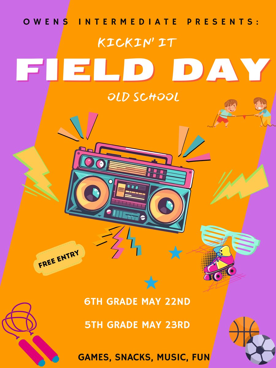 Get your game face on Jaguars our Field Days are this week!  6th grade Thursday, 5th grade Friday, we are taking it back to a simple time, let's have a great time at our "Old School" Field Day, hydrate, hydrate, hydrate. <a href="/OwensInt/">Owens Intermediate</a> <a href="/AliefISD/">Alief ISD</a>