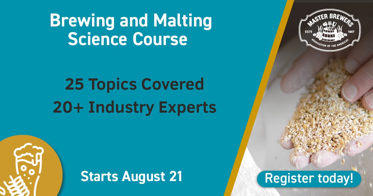 Mark your calendars! The Brewing and Malting Science Hybrid Course starts on August 21. Gain insights on 25 topics from over 20 industry experts.  
 
Secure your spot today! bit.ly/3MjqqrD 
 
#MasterBrewersCourse #BrewingScience #CraftBeer