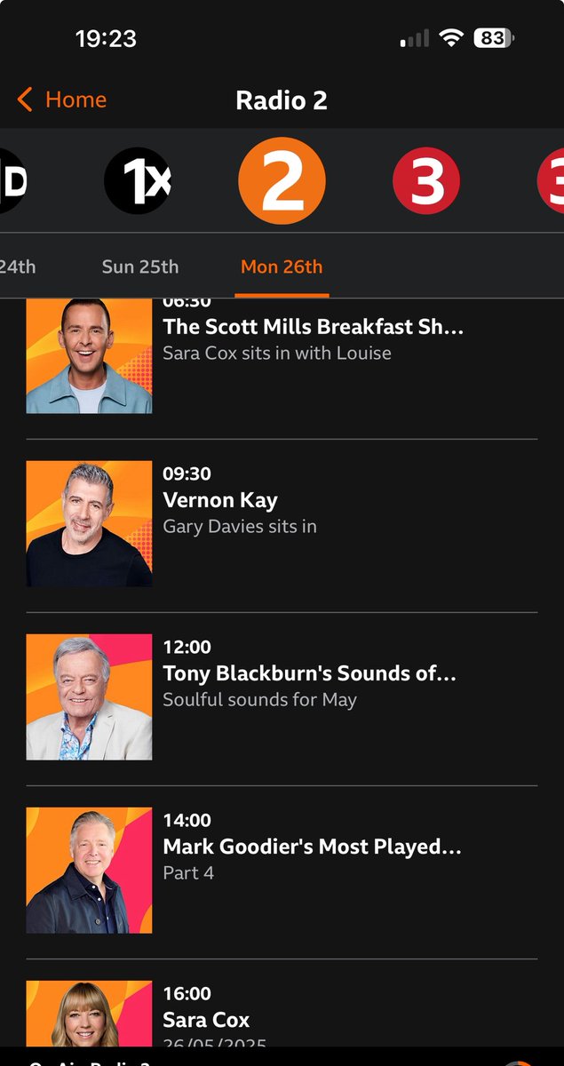 BrwWise's tweet photo. @sarajcox are you really doing double shift next Monday? @BBCRadio2 schedule says so?! Love you but don’t overdo it!! X https://t.co/cZhw3Gy1B5