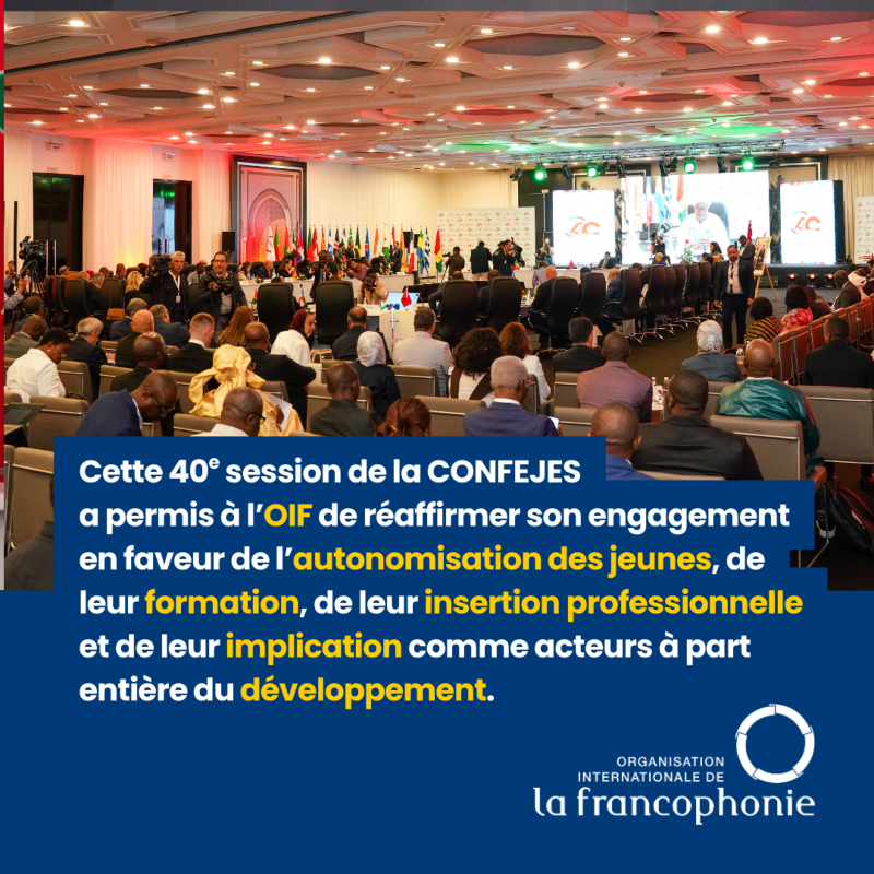 OIFrancophonie's tweet photo. L’OIF a participé à la 40e session ministérielle de la CONFEJES, réunissant ministres, experts et jeunes pour soutenir l’épanouissement de la #jeunesse francophone.

Les programmes phares de l’organisation en faveur des jeunes y ont été présentés.

#Francophonie