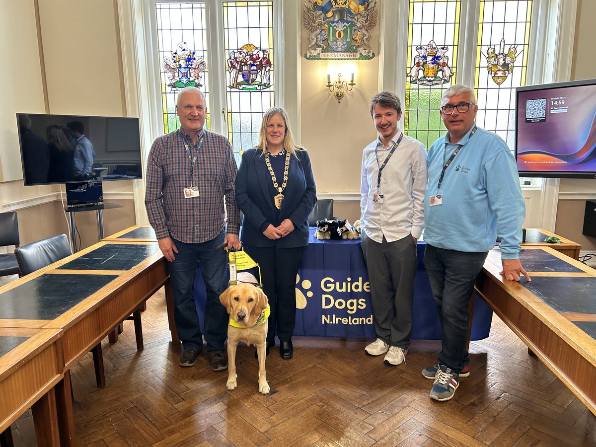 Chair Fermanagh & Omagh (@chairfodc) on Twitter photo 🦮Last week I was delighted to welcome Gary & Mark from <a href="/guidedogsni/">Guide Dogs NI</a> to Omagh for their 40th Anniversary Roadshow. They were joined by Sean & his Assistance Dog Bennie to highlight their services
The Vice Chair, Cllr Elaine Brough, welcomed them to the Townhall in Enniskillen 🦮Last week I was delighted to welcome Gary & Mark from <a href="/guidedogsni/">Guide Dogs NI</a> to Omagh for their 40th Anniversary Roadshow. They were joined by Sean & his Assistance Dog Bennie to highlight their services
The Vice Chair, Cllr Elaine Brough, welcomed them to the Townhall in Enniskillen