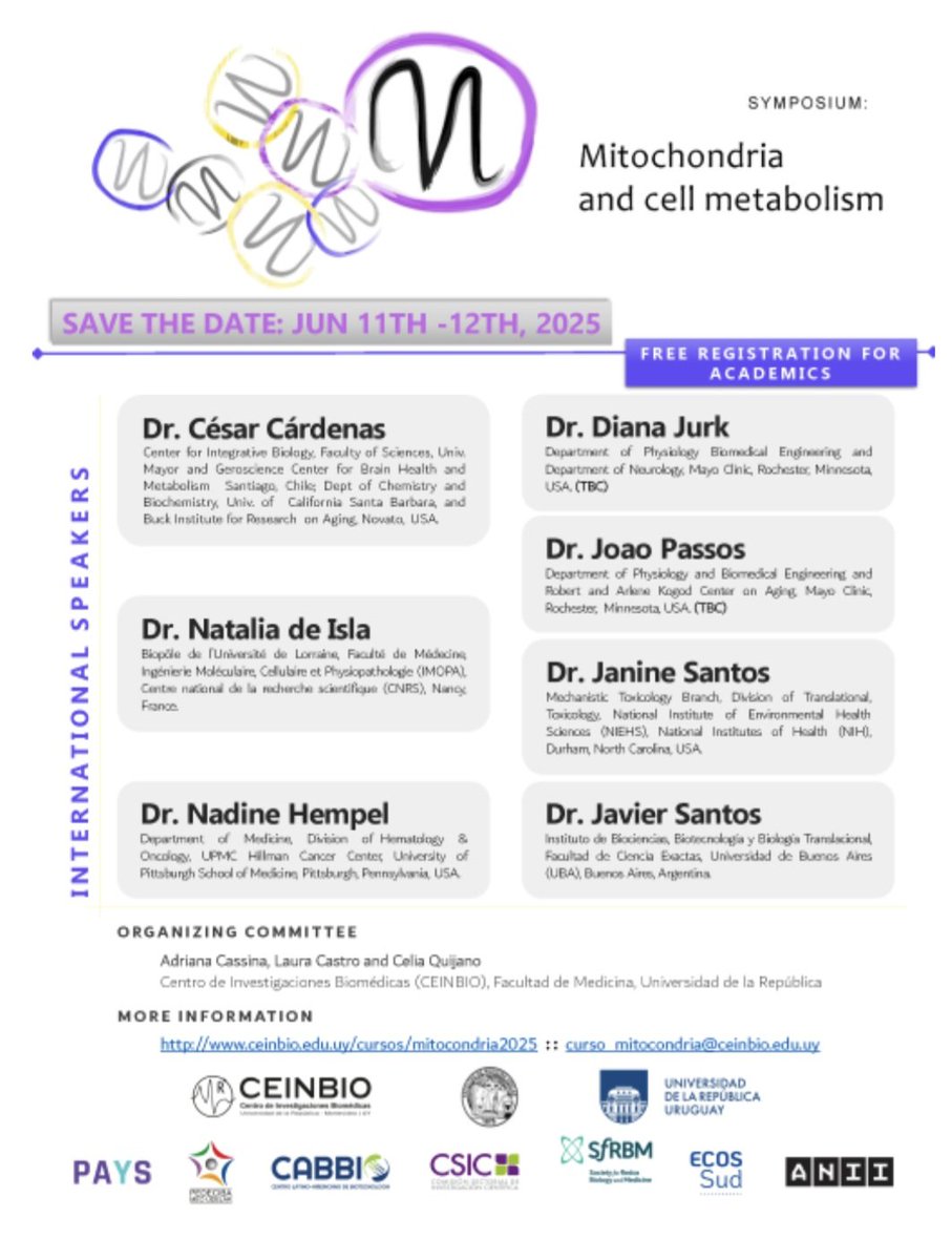 Se viene el Simposio: Mitochondria and cell metabolism.
No se lo pierdan!