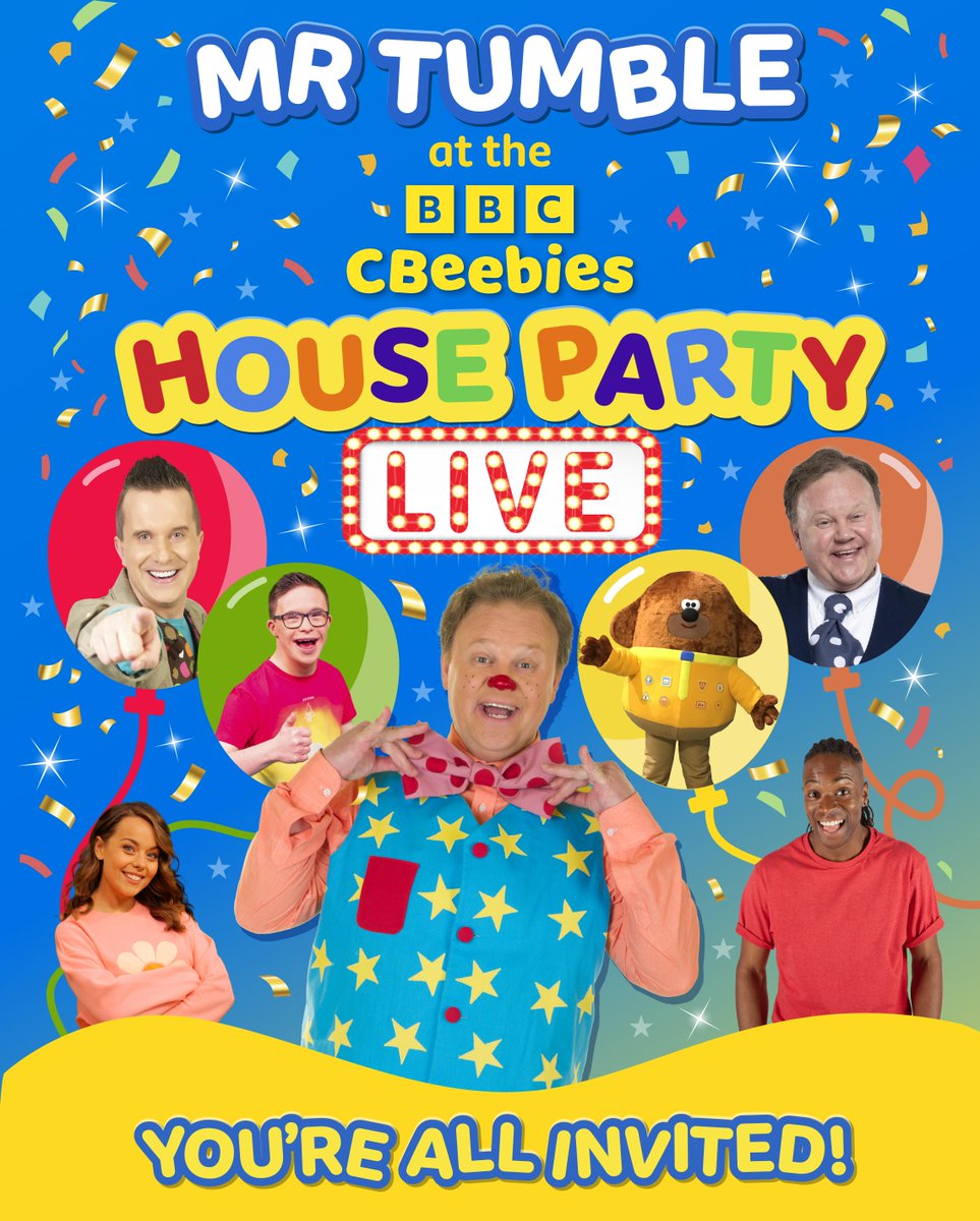You’re all invited to join Mr Tumble at the CBeebies House Party LIVE!

💚 Sign up to the AO Arena Presale here: tinyurl.com/3nxu9r9d

Three Presale: 20th May 10am
Venue Presale: 21st May 10am
General On Sale: 23rd May 10am

EVEN INFO: tinyurl.com/bvxnne5h