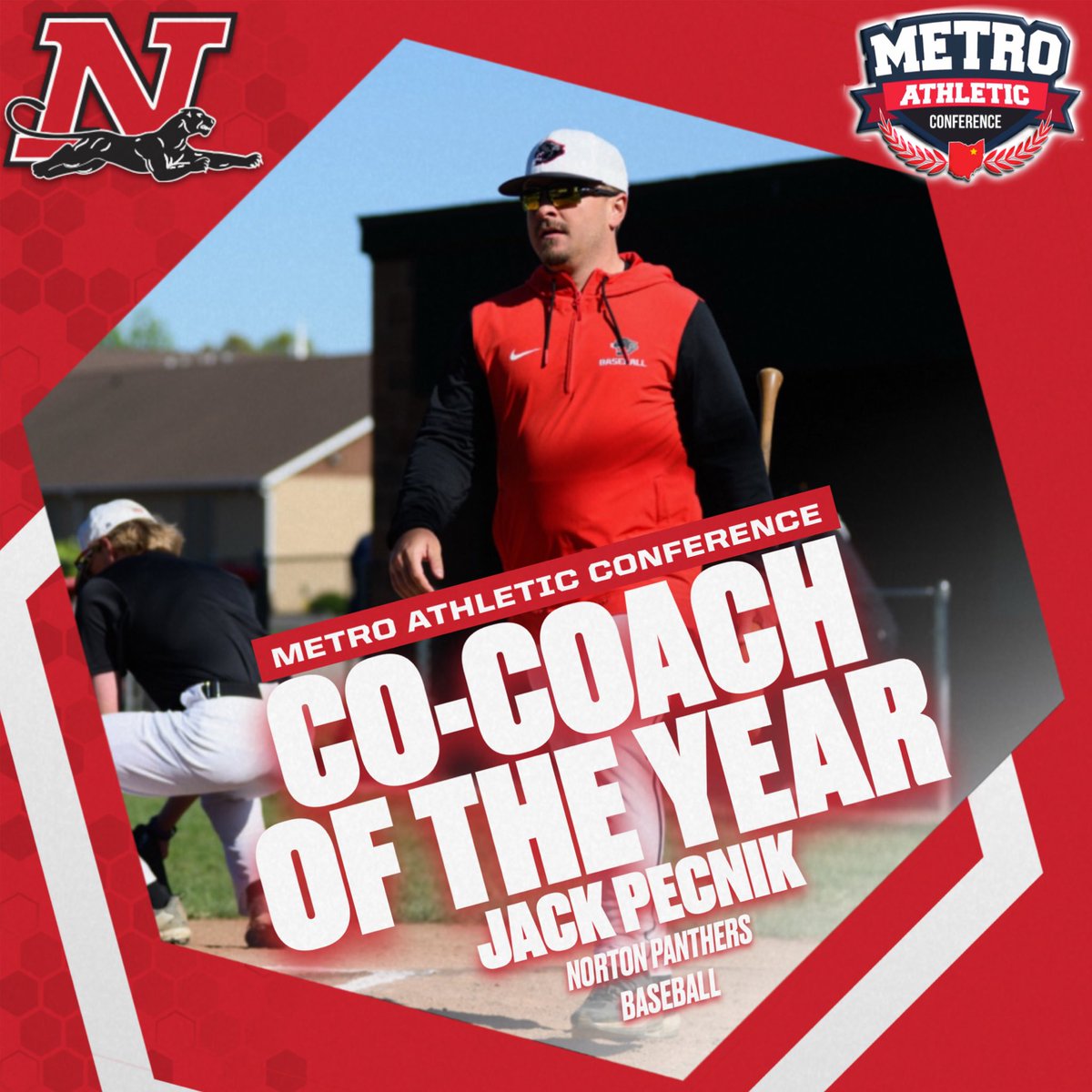 Also a big congrats to Panthers coach Jack Pecnik for being name Co-Coach of the Year for the Metro Athletic Conference leading the team to a 13-1 record in the MAC!
<a href="/NortonBaseball_/">Norton Baseball</a> <a href="/CoachPecnik/">Pec</a>