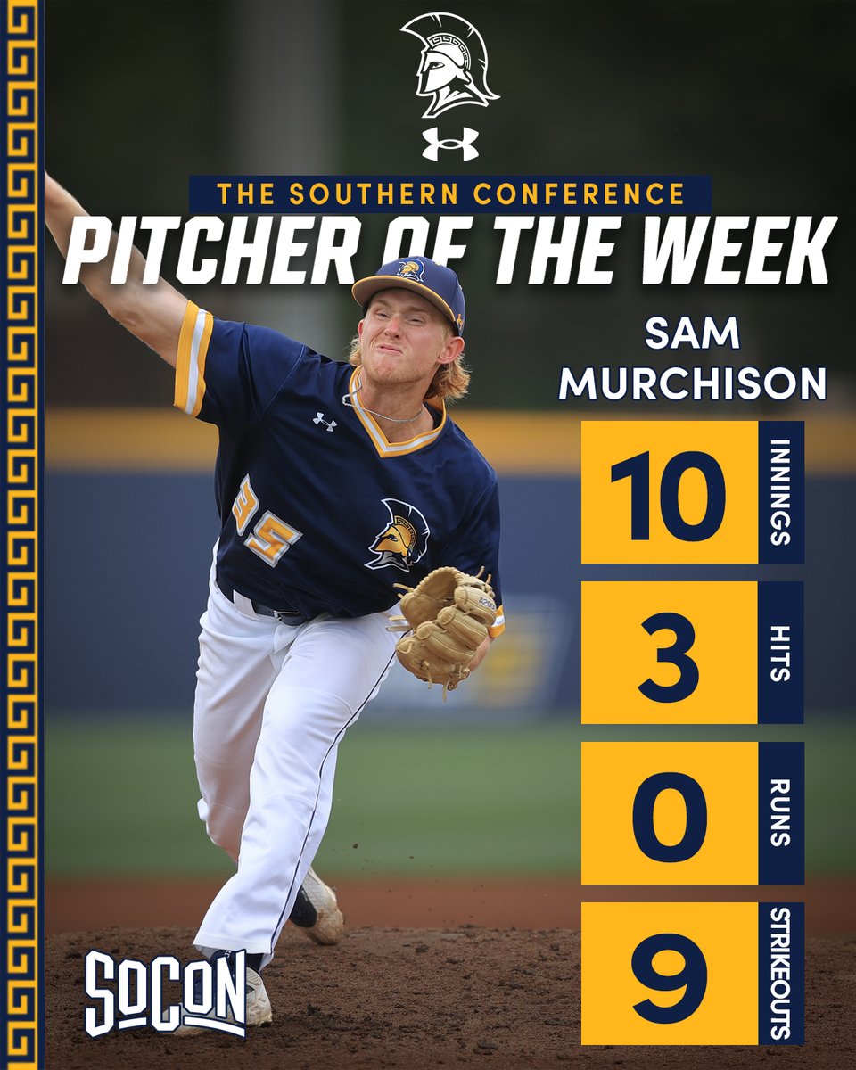 UNCG Baseball (@uncgbaseball) on Twitter photo Sam Murchison is your ππ€πΎπ€π£ πππ©ππππ§ π€π π©ππ ππππ ! βΎοΈπ₯
The senior right-handed pitcher tossed a complete game shutout on Friday night in the Spartans' 1-0 victory over Western Carolina at UNCG Baseball Stadium!
π° go.uncg.edu/swis9r
#letsgoG Sam Murchison is your ππ€πΎπ€π£ πππ©ππππ§ π€π π©ππ ππππ ! βΎοΈπ₯
The senior right-handed pitcher tossed a complete game shutout on Friday night in the Spartans' 1-0 victory over Western Carolina at UNCG Baseball Stadium!
π° go.uncg.edu/swis9r
#letsgoG