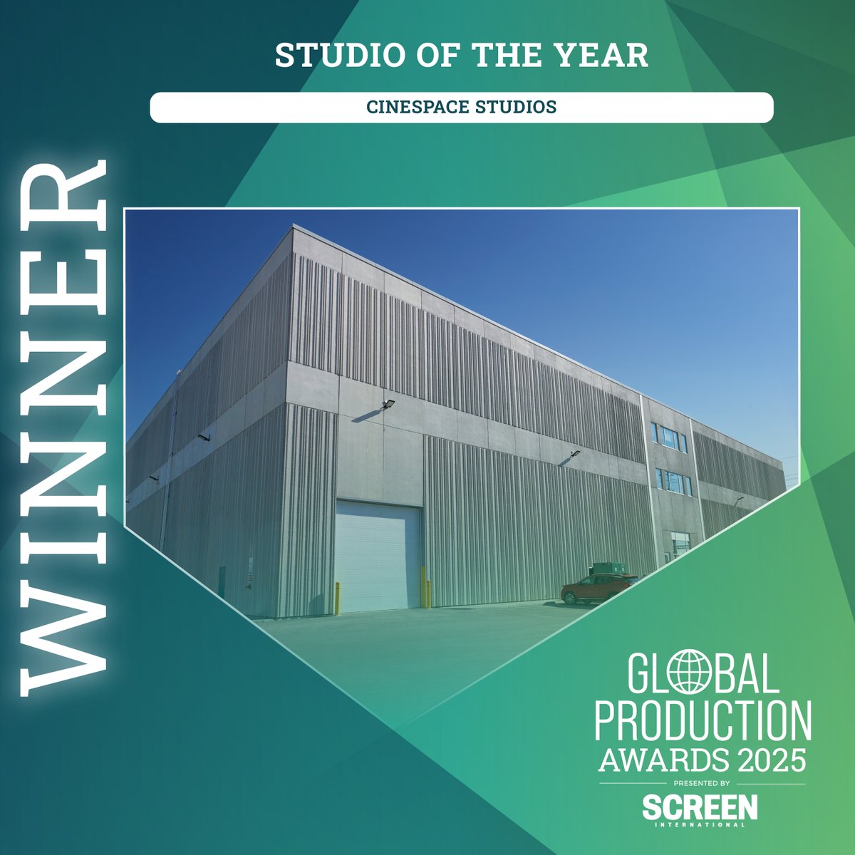 Screendaily's tweet photo. Global Production Awards: Up next is Studio of the Year, and the winner is: Cinespace Studios (Canada) #ScreenGPA25 https://t.co/2OUBlEcK0U
