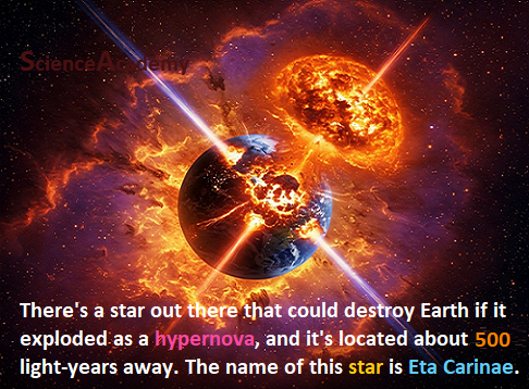 Academ18Academy's tweet image. There's a #star out there that could destroy #Earth if it exploded as a #hypernova, and it's located about 500 light-years away. The name of this star is #EtaCarinae.
