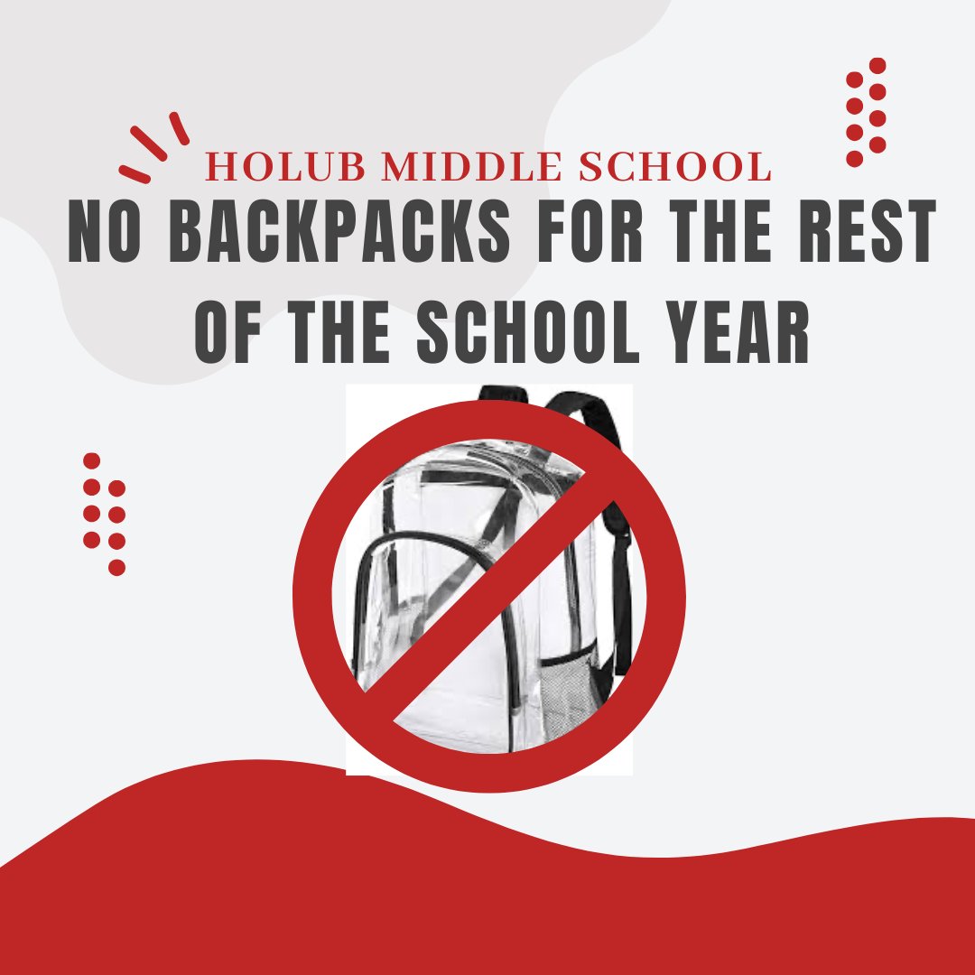 Starting tomorrow, May 20th, there will be no backpacks allowed on campus for the rest of the school year.
