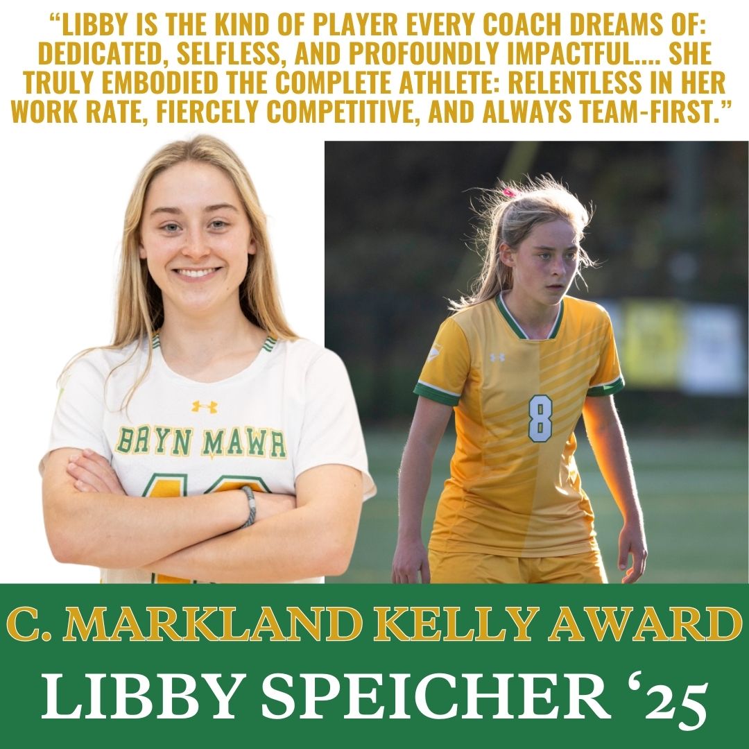 Our 2025 C. Markland Kelly Award recipient is senior Libby Speicher! This award is given out to students throughout the Baltimore-metro area who display leadership, scholarship, contribution to the team and teamwork, and finally, sportsmanship #mawrtiannation

📸: Anne Stuzin