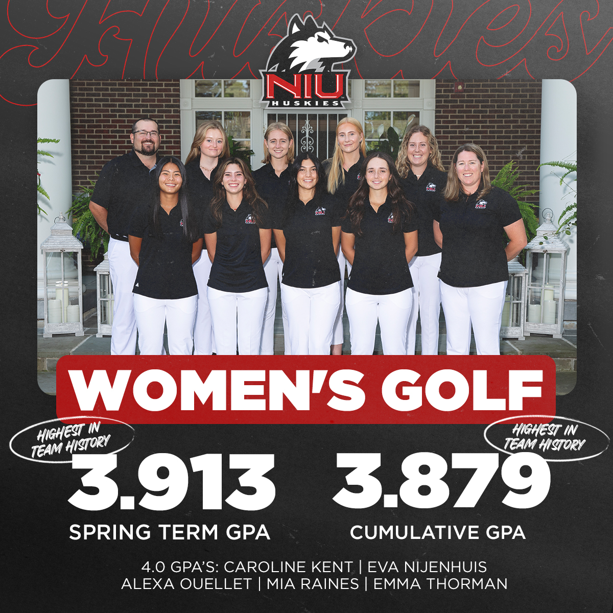 Congratulations to our Huskies on earning the highest term and cumulative GPA's in program history with a 3.913 Spring GPA and 3.879 Cumulative GPA!
NIU Women's Golf also earned the highest Spring GPA across the entire NIU Athletics department 👏