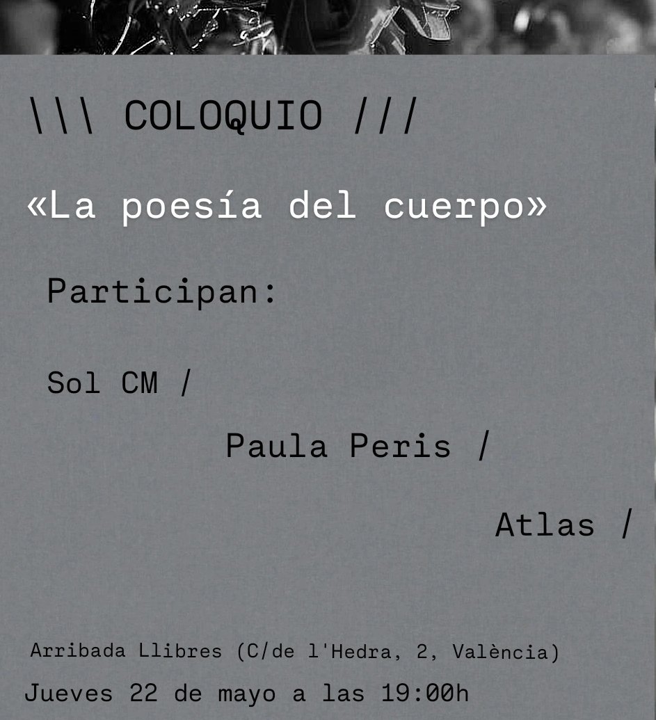 franpxcino's tweet photo. Este jueves Paula Peris, Sol C. Medina (@solcmescribe) y yo serviremos poesía y opinión en Arribada Llibres.

Venid a escucharnos y a participar en este pequeño coloquio, os prometo que toda la buena pinta que tiene se traducirá en un rato ameno y muy interesante. 

A las 19:00h https://t.co/IAjbTKqdGq