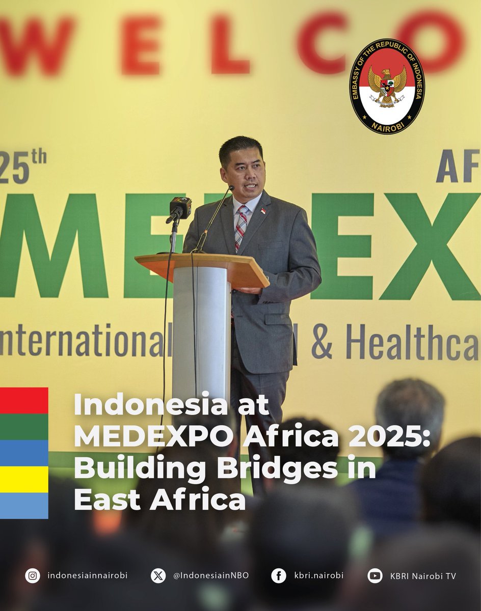 IndonesiaInNBO's tweet photo. Indonesia made a strong and inspiring debut at MEDEXPO Africa 2025. From the opening ceremony and business seminar to hospital visits and the exhibition floor, https://t.co/I9kL3s0Xqj