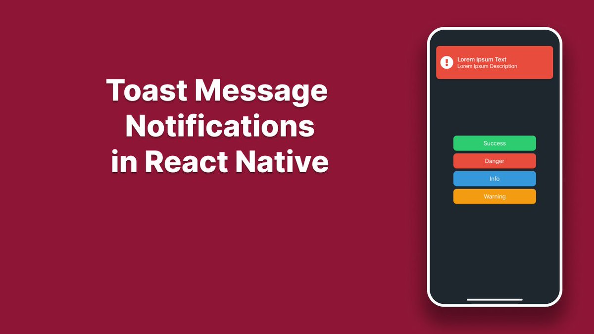 reactnativespc's tweet image. 🟢 Toast Message Notifications in React Native!
Tutorial link is in bio!
#expo #reactnative #tutorial