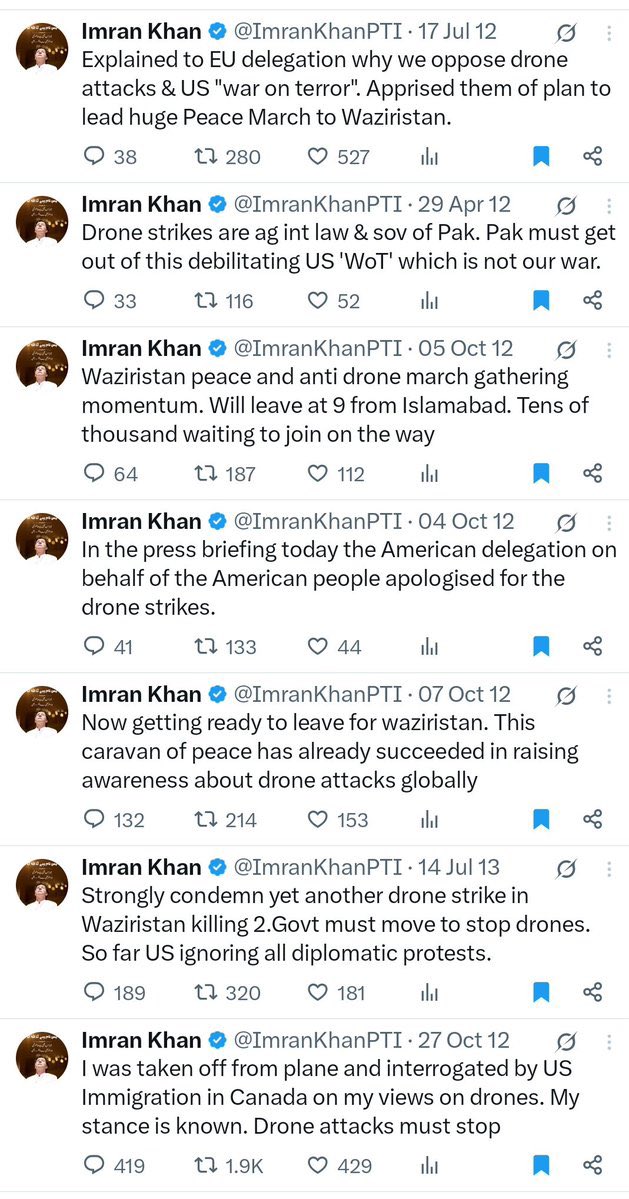 عمران خان کا ڈرون حملوں پر مؤقف