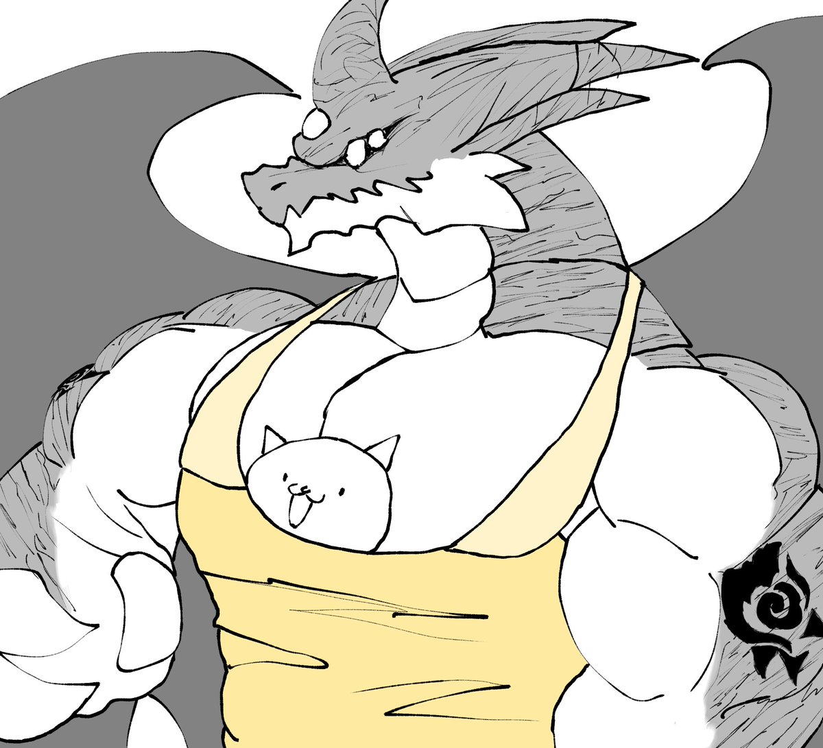 8eh3moth's tweet photo. I love drawing Crazed Bahamut with an Apron, I don't know why.
He just look so hot with one on. Truly best husband. https://t.co/WBfZxkjfiw
