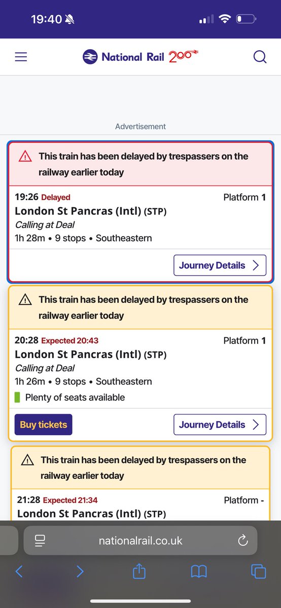 KJWesty's tweet photo. When you arrange to stay over in London due to various important meetings this week, rather than run the risk of what happened last week with @Se_Railway trains.. and this happens. Honestly cannot catch a break with the service at the moment… https://t.co/bugWHthJCv