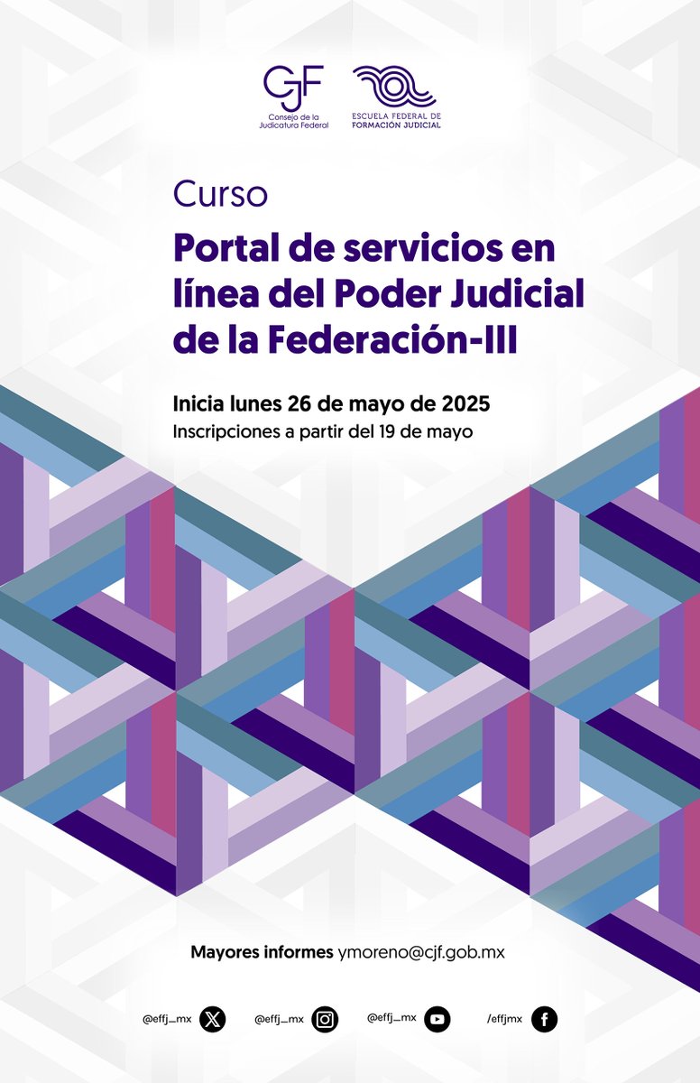 ENFJ_mx's tweet photo. 🔺Abierto al público en general

Curso

🔘Portal de Servicios en Línea del Poder Judicial de la Federación

👉🏽Opera de forma correcta el trámite electrónico del juicio de amparo ante los órganos jurisdiccionales del PJF

📄https://t.co/y58oPYfQ3E 

💻 https://t.co/5nOWiCWmSt https://t.co/DwXjikcNCR