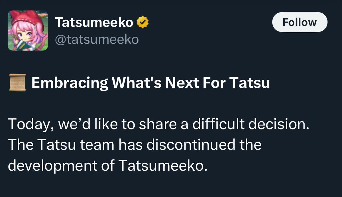 Another one bites the dust.

If you are a web3 gaming company going out of business, now is the time to call it quits since everyone else is doing so, you’ll get less hate.

Only the real ones left.
